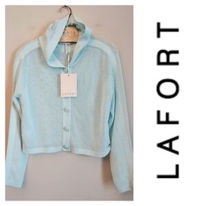Lafort Mesh Knit Cropped Hoodie Cardigan Size Small Mint NEW NWT Resort